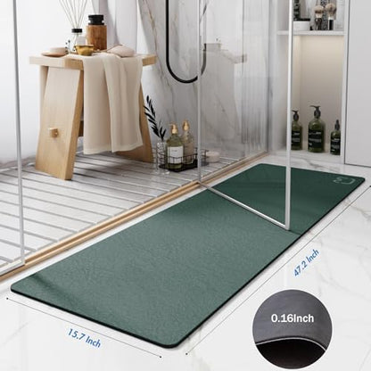 Dark Green Long Bathroom Rugs Large Stone Bath Mat for Bathroom,15.7"x47.2"
