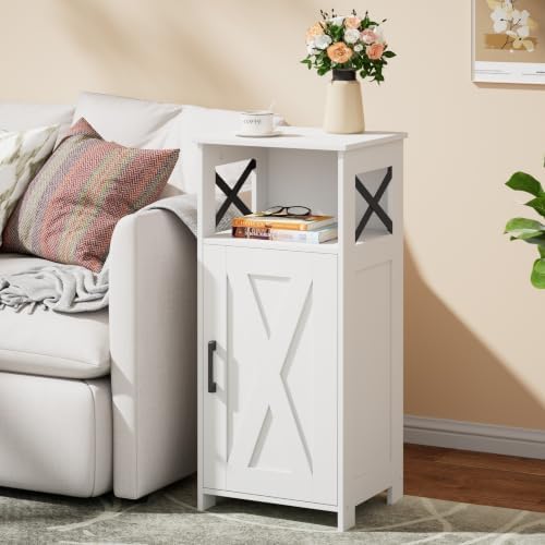 Homhedy Farmhouse Bathroom Storage Cabinet with Doors, Small Floor Cabinet