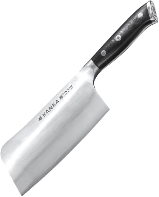 KANKA 7 inch Meat Cleaver Knife – Professional Knife for BBQ & Kitchen, Ergonomic Handle Stainless Steel Butcher for Meat, Fish & Bone Cutting - Heavy Duty Chef Chopper Razor Sharp & Rust-Resistant