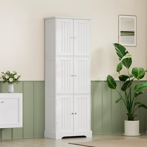 ChooChoo 63.2" Tall Bathroom Storage Cabinet with 6 Doors