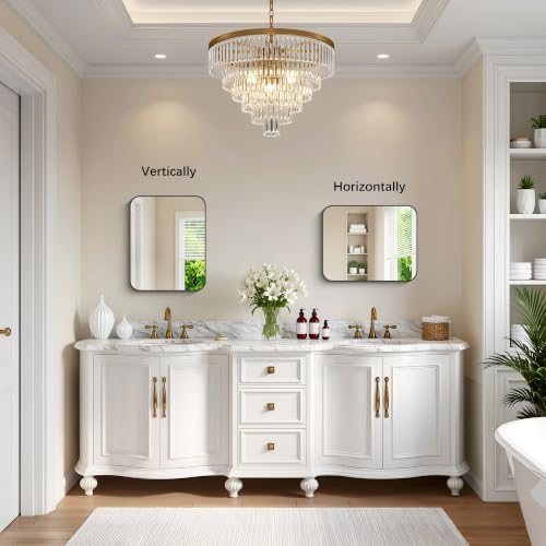 DESBING 16"x20" Bathroom Mirror for Over Sink, Black Framed Wall Mirror