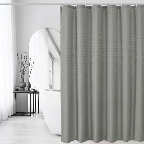Gibelle Long 230GSM Heavy Duty Grey Shower Curtain, 72 x 78