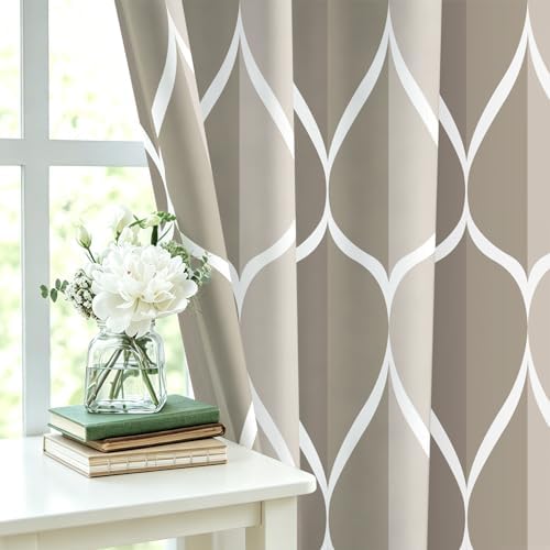 Gelbchu Geometric Shower Curtain for Bathroom, Light Gray Brown, 72x72