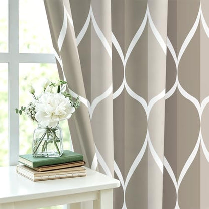 Gelbchu Geometric Shower Curtain for Bathroom, Light Gray Brown, 72x72