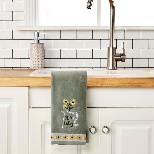 SKL Home Enjoy Hand Towel Set-2pc, 100% Cotton, Embroidered, Gray