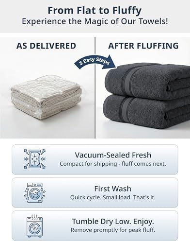 LANE LINEN Oversized Bath Sheets Set Absorbent Quick Dry 4 Pack - Cool Grey