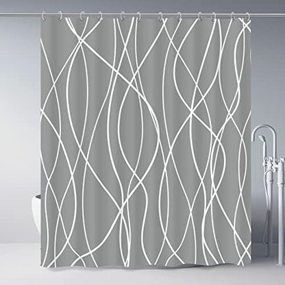 Striped Shower Curtain for Bathroom, Charcoal Grey, 72" W x 72" L
