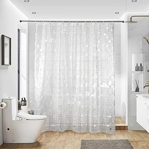 NTBAY EVA Shower Curtain Liner, 72 x 72, 6 Gauge, Semi Clear Geometric