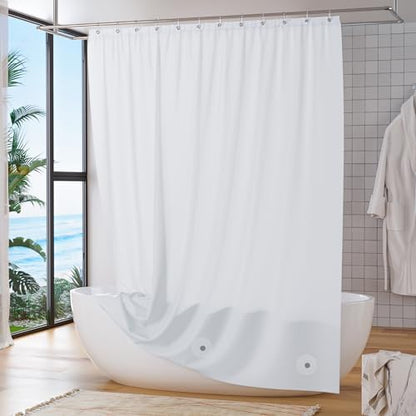 Titanker White Shower Curtain Liner, 60 x 72 PEVA Shower Liner Inside Shower Curtain Liner Washable Shower Curtains for Bathroom with Magnets and Rustproof Metal Grommet Holes