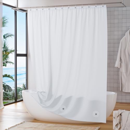 Titanker White Shower Curtain Liner 72 x 84 Extra Long Shower Liner Plastic Washable Shower Curtain Liner PEVA Shower Curtains for Bathroom with Magnets and Rustproof Metal Grommet Holes