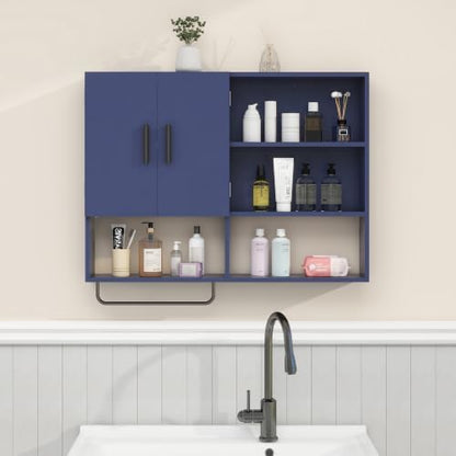 Bathroom Wall Cabinet, Medicine Cabinet with 2 Doors, Blue