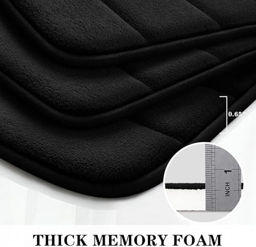 BYSURE Black Memory Foam Bath Mats Extra Long