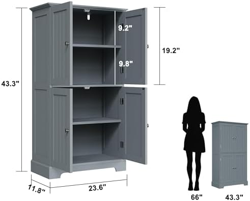 ChooChoo Bathroom Floor Cabinet with Adjustable Shelves