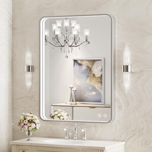 28x36 Inch LED Sliver Frame Bathroom Mirror,ETL Listed