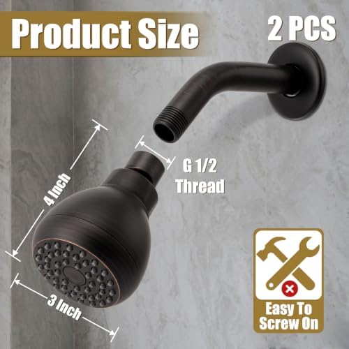 AISOSO Fixed Shower Head High Pressure 2PCS 3" Showerhead Oil Rubbed Bronze