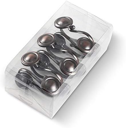 CHICTIE Bronze Shower Curtain Hooks Rings,Oil Rubbed Decorative Shower Curtain Hooks,Rustproof Vintage Shower Hooks for Bathroom,Set of 12 (Oil-Rubbed Bronze)