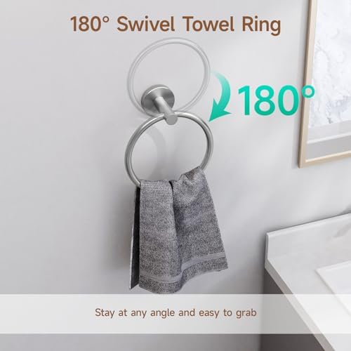USHOWER 4PCS Brushed Nickel Bathroom Accessories Set, 24-Inch Towel Bar Set