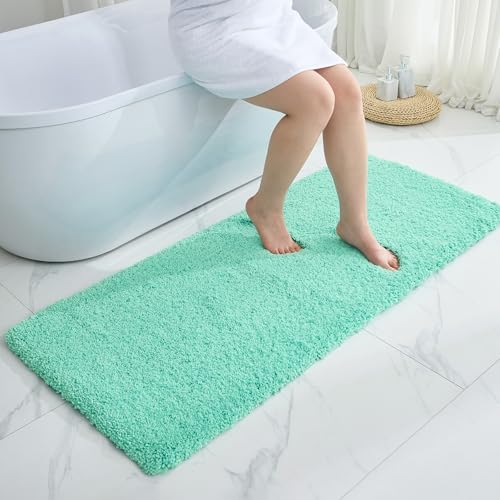 Disolla Mint Green Bathrom Runner Rug 24x70 - Extra Large Soft Plush Bath Mat, Thick Long Non-Slip Shaggy Floor Mat, Ultra-Absorbent for Master Bathroom Vanity