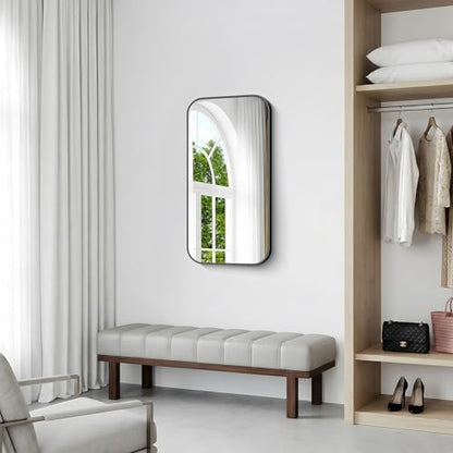 BONEWEI 20x36 inch Bathroom Mirror 2-Pack,Black Rectangle Mirror,Wall Mounted Bathroom Frame Vanity Mirror with Round Corner for Bedroom Living Room, Entryway Hangs Horizontal or Vertical