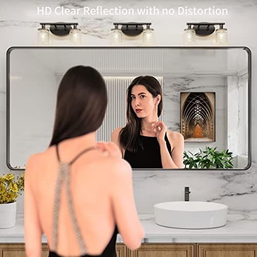 LOAAO 72X36 Inch Black Bathroom Mirror Metal Framed