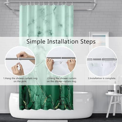 Green Marble Stall Waterproof Shower Curtain 48x72 inches