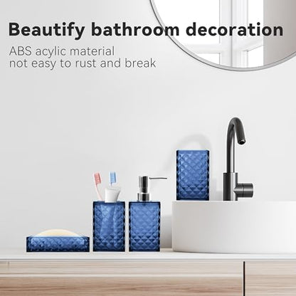 Bathroom Accessory Set, 5 PCS Blue Bathroom Accessories Sets