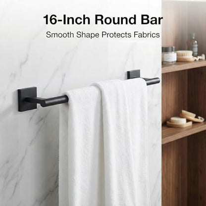 16 in 5-Piece Bathroom Hardware Set, Matte Black