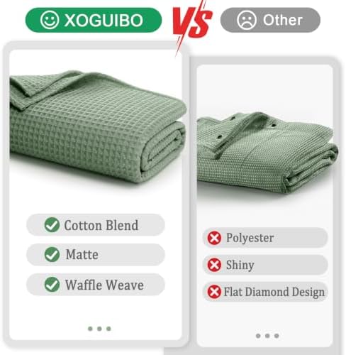 Waffle Weave Shower Curtain Heavyweight Cotton Fabric Sage Green 72Wx72L