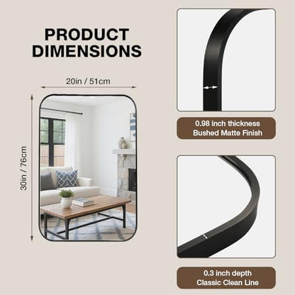 20"x30" Bathroom Mirrors for Over Sink, Matte Black Rectangle Vanity Mirror