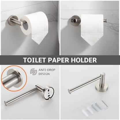 BGL Bathroom Accessory Set,4-Piece Brushed Nickel Towel Racks for Bathroom, 24 Inches Towel Bar, Towel Ring, Toilet Paper Holder & Robe Hook, Wall Mounted
