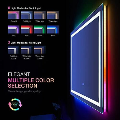 LOAAO 24"X30" RGB LED Bathroom Mirror with Lights, UL Listed