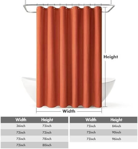 MIULEE Fall 72*84 Burnt Orange Terracotta Linen Shower Curtain Metal Hooks