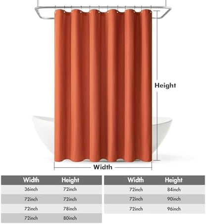 MIULEE Fall 72*84 Burnt Orange Terracotta Linen Shower Curtain Metal Hooks
