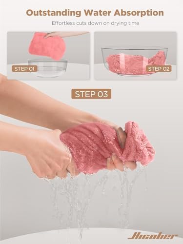 Hicober Microfiber Hair Towel Wrap for Women, Pink Blue Purple, 3-Pack