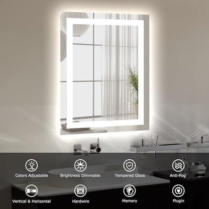 Hivone 24"X32" LED Bathroom Mirror with Lights, UL Listed