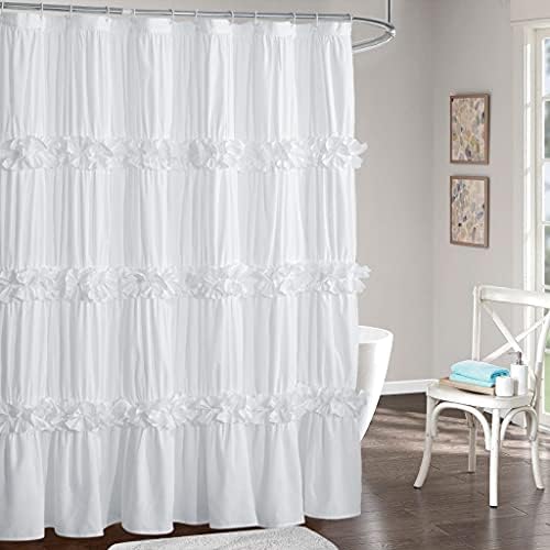 Homechoice Decor Victorian Ruffle Shower Curtain, 72" W x 72" H, White