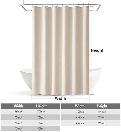 MIULEE 72 x 84 Extra Long Linen Shower Curtain Cream Beige 12 Metal Hooks