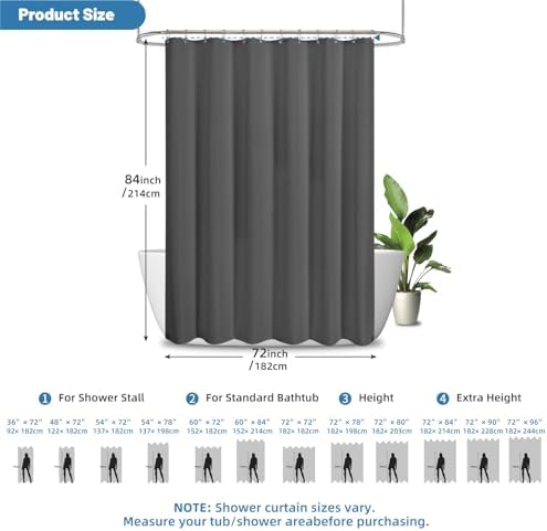 2-in-1 Waterproof Fabric Shower Curtain - No Separate Liner Needed, Hotel-Style Waffle Weave, Effortless Cleaning & Washable Bathroom Shower Curtain Set,72Wx84H,Chocolate Grey