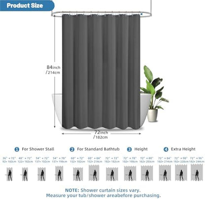 2-in-1 Waterproof Fabric Shower Curtain - No Separate Liner Needed, Hotel-Style Waffle Weave, Effortless Cleaning & Washable Bathroom Shower Curtain Set,72Wx84H,Chocolate Grey