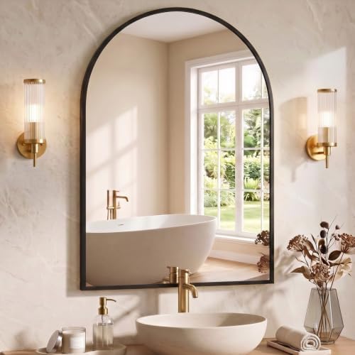 NEWBULIG 40"X30" Arched Bathroom Mirror for Over Sink, Wall Vanity Mirror