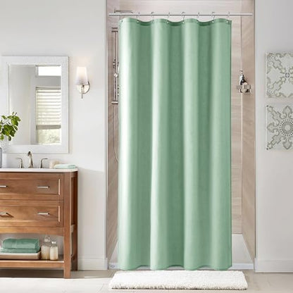 Naturoom Linen Shower Curtain 42x72 Inch for Bathroom Aqua Green 1 Panel