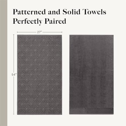 Modern Threads 6 Piece Bath Towel Set – Bathroom Towel Set with 2 Bath Towels, 2 Hand Towels & 2 Washcloths – 100% Cotton, Soft & Absorbent – Geometric (Charcoal)