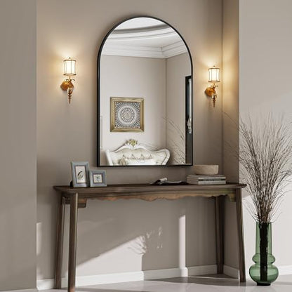 VooBang Large Arched Wall Mirror, 30 x 48 inch Arch Bathroom Mirror Black