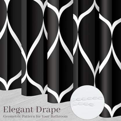 Gelbchu Geometric Shower Curtain for Bathroom, Black, 72x72 Inch