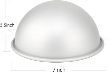 Pack of 2, 6 Inch Dome Hemisphere Cake Pan, DIY 3D Football Soccer Shaped Birthday Nonstick Cake Mould, Aluminum