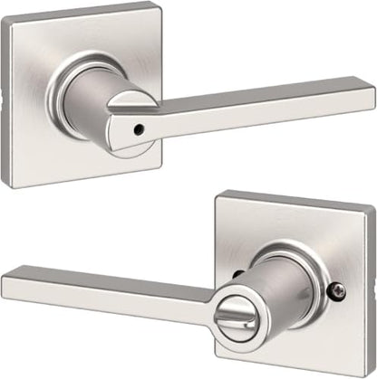 Kwikset Casey Door Handle, Satin Nickel | Interior Privacy Lock | For Bathroom and Bedroom | Reversible | Pack of 6