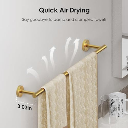 FORIOUS Bathroom Accessories, 4-Piece Bathroom Hardware Set - 24" Towel Bar