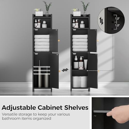 BEWISHOME Small Bathroom Storage Cabinet, 2 Doors Narrow Bathroom Cabinet