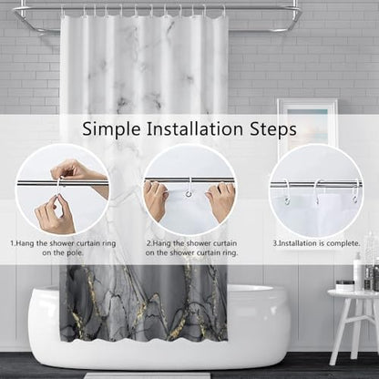 Gray Marble Stall Waterproof Shower Curtain 48x72 inches