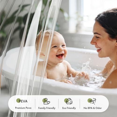 Bathway Shower Curtain Liner, Clear Shower Curtain Liner 72x 80 PEVA Waterproof Shower Curtain Liner Plastic with 3 Magnets and 12 Rustproof Metal Grommets, Lightweight Long Shower Liner for Bathroom